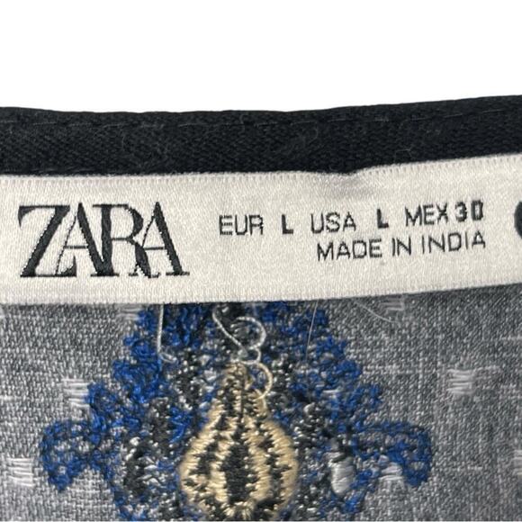 ZARA Embroidered Tunic/ Mini Dress, Ethnic Print, Summer, Party Vacation, Boho L - Picture 8 of 9
